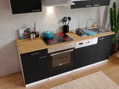 Respekta Einbauküchen|Kochfelder<Küchenzeile KB220WSC 220 cm -Weiß