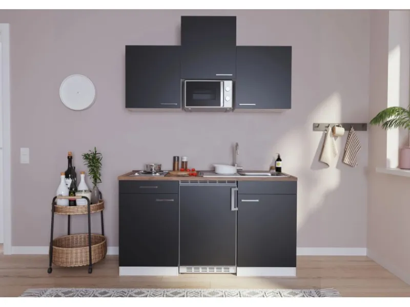 Respekta Küchenzeile KB150WSMI 150 cm -Weiß< Single-Küchen|Pantryküchen