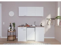 Respekta Single-Küchen|Pantryküchen<Küchenzeile KB150WW 150 cm Glänzend