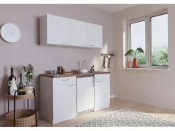 Respekta Single-Küchen|Pantryküchen<Küchenzeile KB150WW 150 cm Glänzend