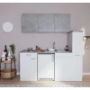 Best Respekta Küchenzeile KB180WWBG 180 cm Weiß-Beton Optik