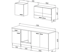 Best Respekta Küchenzeile KB210WWC 210 cm Weiß