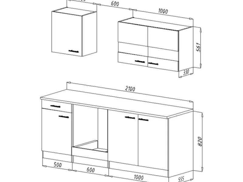 Best Respekta Küchenzeile KB210WWC 210 cm Weiß