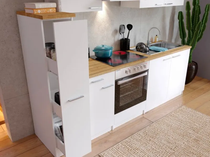 Respekta Küchenzeile KB240WWC 240 cm Weiß< Herde|Einbauküchen