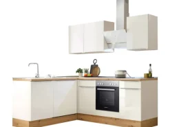 Respekta Winkelküchen|Kochfelder<Küchenzeile Marleen 220 cm Artisan-Eiche Weiß Winkel