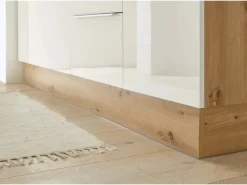 Clearance Respekta Küchenzeile Marleen 220 cm Artisan-Eiche Weiß Hochglanz Winkel Weiß Eiche