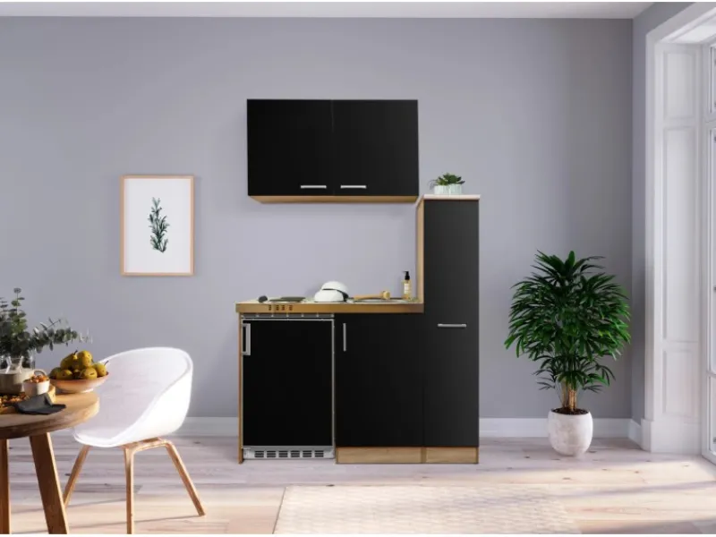 Respekta Pantryküchen|Miniküchen<Küchenzeile MK130ESSOS 130 cm -Eiche Sägerau Nachbildung