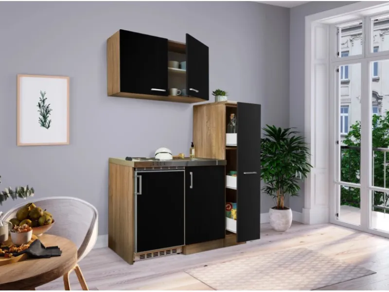 Respekta Pantryküchen|Miniküchen<Küchenzeile MK130ESSOS 130 cm -Eiche Sägerau Nachbildung