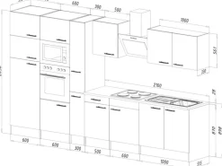 Respekta Küchenzeile ohne E-Geräte 360 cm Weiß Seidengl.-Eiche York< Einbauküchen