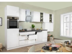 Outlet Respekta Premium Respekta Küchenzeile ohne E-Geräte 380 cm Grifflos Weiß Hochglanz Hochglanz Weiß