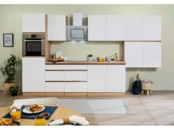Respekta Premium Respekta Küchenzeile ohne E-Geräte 370 cm Grifflos -Eiche Sägerau< Kühlschränke|Einbauküchen