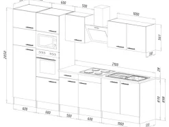 Respekta Kühlschränke|Küchenschränke<Küchenzeile ohne E-Geräte 330 cm Grau Seidengl.-Eiche York