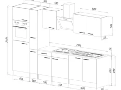 Online Respekta Küchenzeile ohne E-Geräte 300 cm Grau Seidengl.-Eiche York Grau Seidenglanz