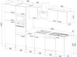 Respekta Küchenzeile ohne E-Geräte 340 cm Grau Seidengl.-Eiche York< Kühlschränke