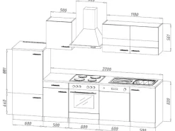 Respekta Einbauküchen<Küchenzeile ohne E-Geräte LBKB280ESG 280 cm -Eiche Sonoma Sägerau