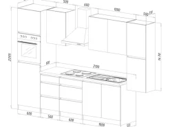 Respekta Premium Respekta Küchenzeile ohne E-Geräte 320 cm Grifflos -Eiche Sägerau< Einbauküchen