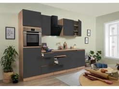 Respekta Premium Respekta Küchenzeile ohne E-Geräte 280 cm Grifflos -Eiche Sägerau< Kühlschränke|Einbauküchen