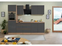 Respekta Premium Einbauküchen<Respekta Küchenzeile ohne E-Geräte 270 cm Grifflos -Eiche Sägerau