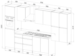 Respekta Premium Respekta Küchenzeile ohne E-Geräte 370 cm Grifflos -Eiche Sägerau< Kühlschränke|Einbauküchen