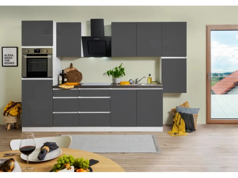 Respekta Premium Respekta Küchenzeile ohne E-Geräte 320 cm Grifflos -Weiß< Einbauküchen