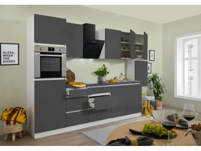 Respekta Premium Respekta Küchenzeile ohne E-Geräte 320 cm Grifflos -Weiß< Einbauküchen
