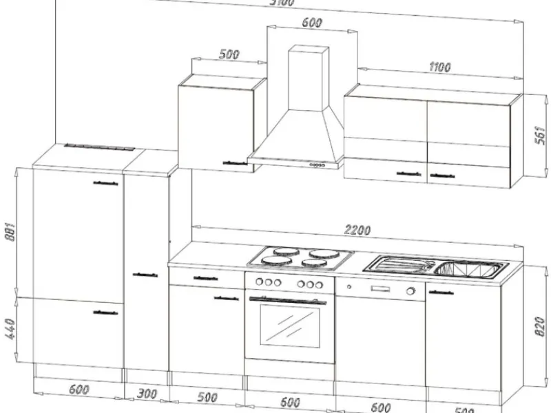 Respekta Küchenzeile ohne E-Geräte 310 cm -Weiß< Küchenschränke|Einbauküchen