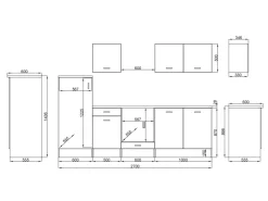 Respekta Küchenzeile Petunia LBKB270ENWP ohne E-Geräte 270 cm Weiß