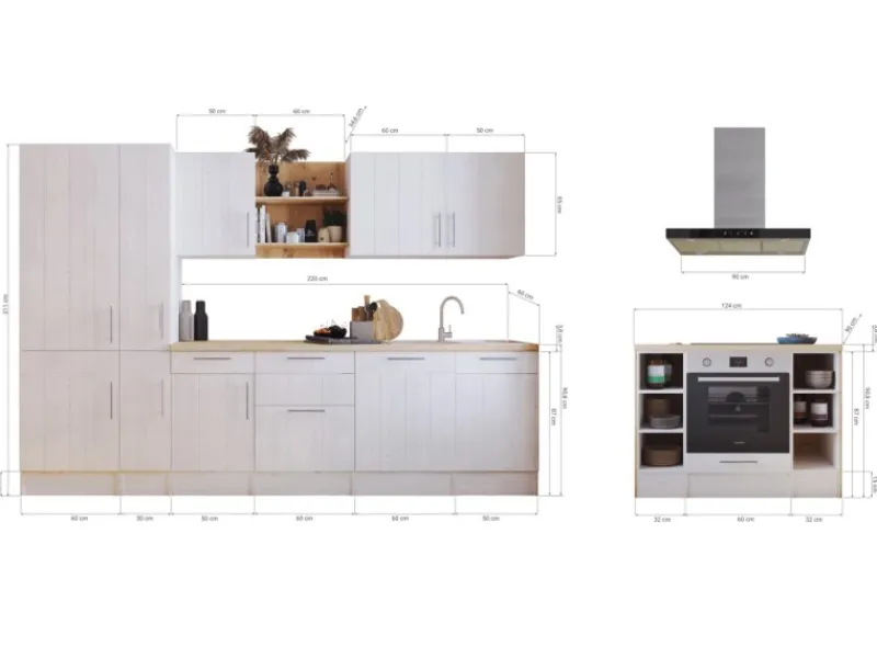 Respekta Inselhauben|Kücheninseln<Landhaus Inselküche Anton 310 cm Lärche Weiß