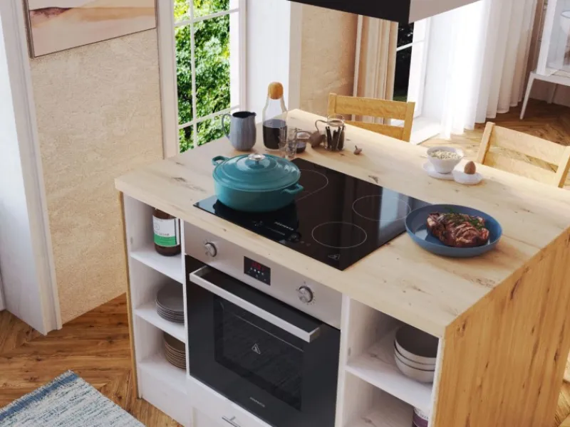 Respekta Inselhauben|Kücheninseln<Landhaus Inselküche Anton 310 cm Lärche Weiß