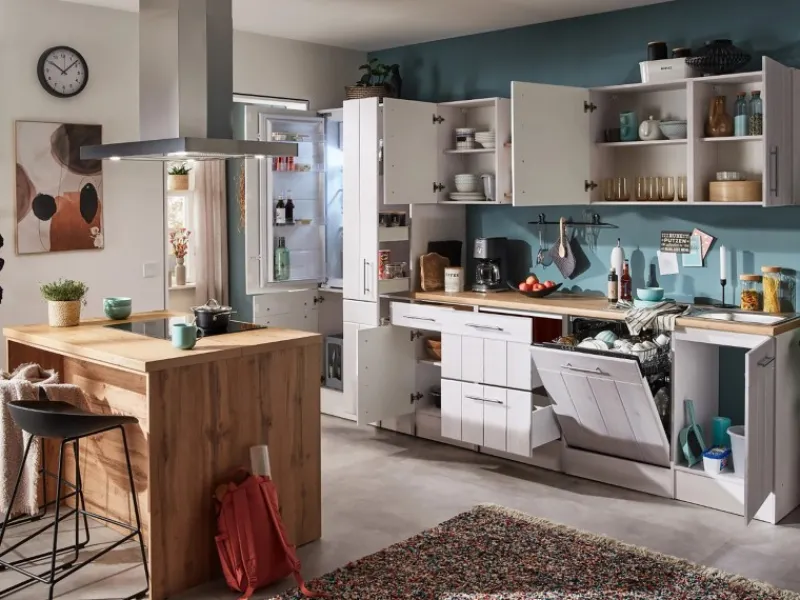 Respekta Inselhauben|Kücheninseln<Landhaus Inselküche Anton 310 cm Lärche Weiß