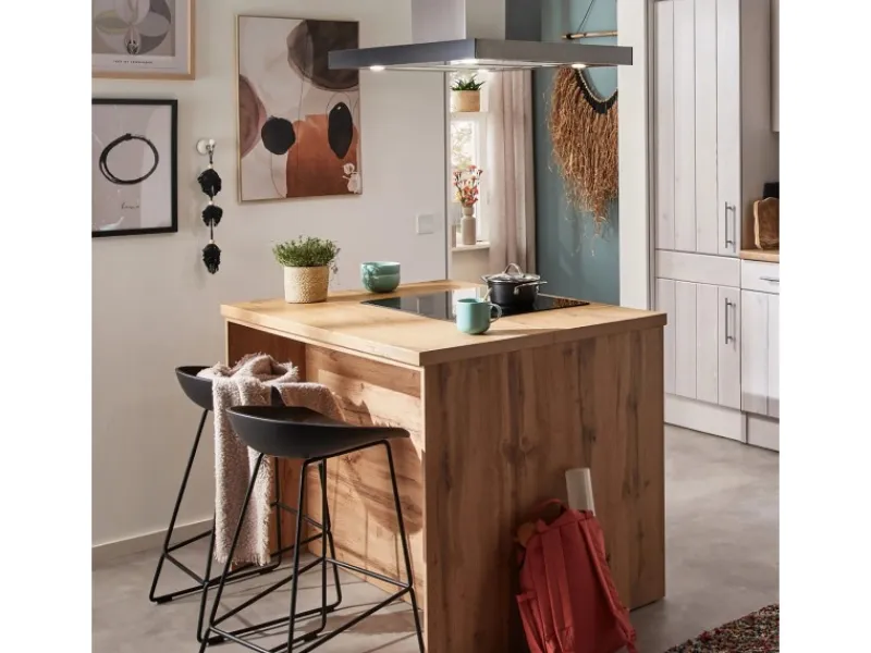 Clearance Respekta Landhaus Inselküche Anton 280 cm Lärche Weiß