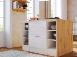 Hot Respekta Landhaus Küchenzeile Anton 310 cm mit Kücheninsel Lärche Weiß