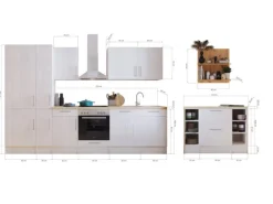 Hot Respekta Landhaus Küchenzeile Anton 310 cm mit Kücheninsel Lärche Weiß