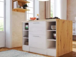 Respekta Kücheninseln|Winkelküchen<Landhaus Winkelküche Anton 310 x 172 cm mit Kücheninsel Lärche Weiß
