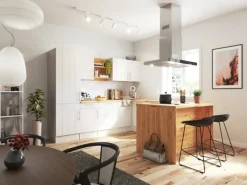 Respekta Landhaus Winkelküche/ Inselküche Anton 280 x 172 cm Lärche Weiß< Inselhauben|Winkelküchen