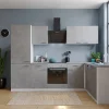 Respekta L-Küchenblock Malia 280 cm Beton Fronten inkl. Kühl-/Gefrierkombination< Winkelküchen|Einbauküchen
