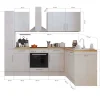 Respekta L-Küchenzeile Anton LBBERPL250LHWC ohne E-Geräte 250 cm Lärche Weiß< Winkelküchen