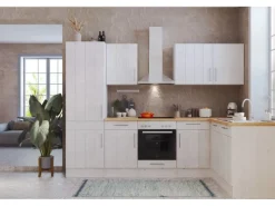 Respekta L-Küchenzeile Anton LBBERPL280LHWC ohne E-Geräte 280 cm Lärche Weiß< Winkelküchen|Einbauküchen