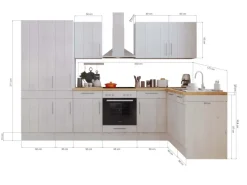 Respekta L-Küchenzeile Anton LBBERPL310LHWC ohne E-Geräte 310 cm Lärche Weiß< Winkelküchen