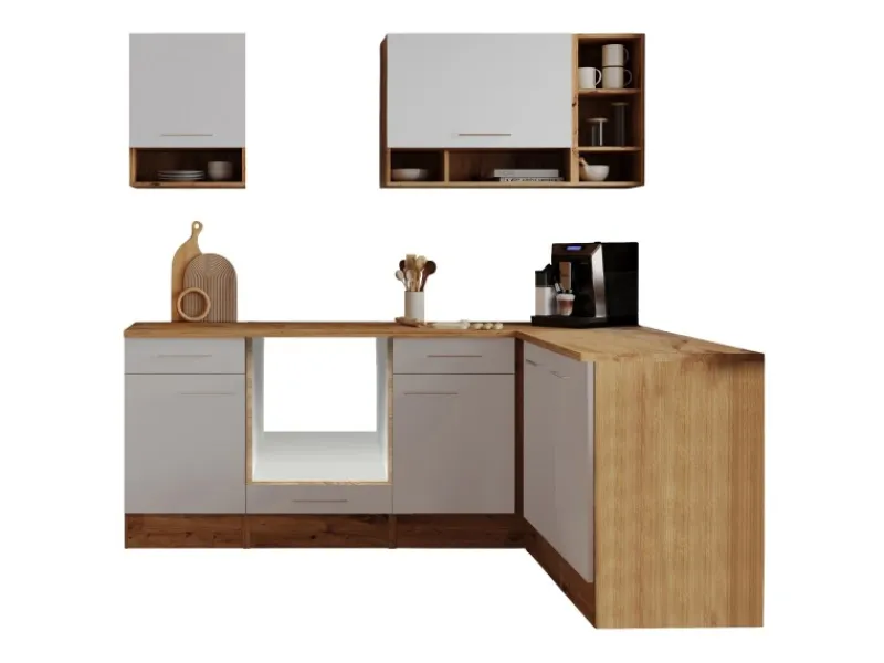 Respekta Winkelküchen|Einbauküchen<L-Küchenzeile Hilde LBBEKBL220EWC ohne E-Geräte 220 cm Weiß