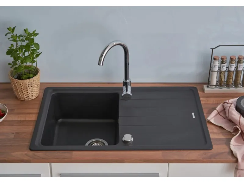 Online Respekta Massivgranit-Einbauspüle Columbia 78 cm x 50 cm Schwarz