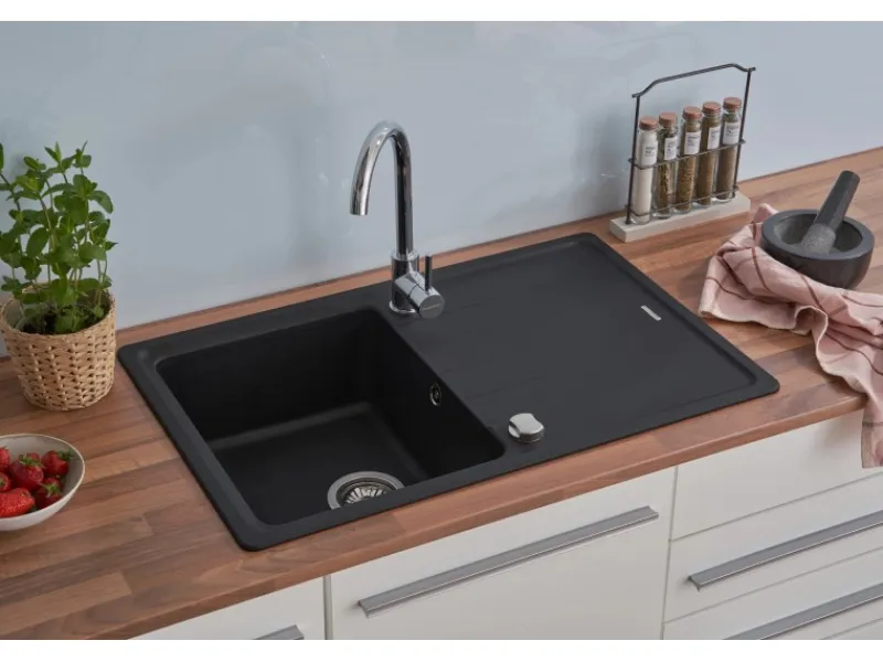Online Respekta Massivgranit-Einbauspüle Columbia 78 cm x 50 cm Schwarz