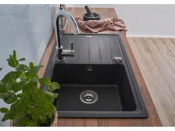 Online Respekta Massivgranit-Einbauspüle Columbia 78 cm x 50 cm Schwarz