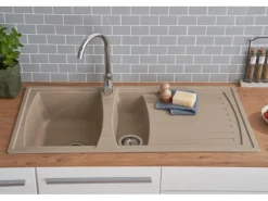 New Respekta Mineralite Einbauspüle Boston 100 x 50 cm Sandbeige