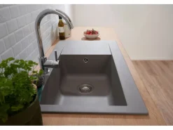 Hot Respekta Mineralite Einbauspüle Denver 86 x 50 cm Betongrau