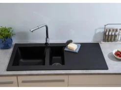 Discount Respekta Mineralite Einbauspüle Denver 100 x 50 cm Schwarz