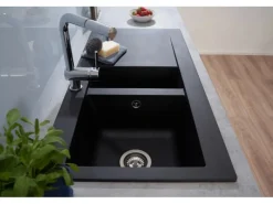 Discount Respekta Mineralite Einbauspüle Denver 100 x 50 cm Schwarz