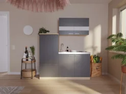Sale Respekta Miniküche KB160ESG 160 cm -Eiche Sonoma Sägerau Nachbildung Grau