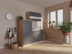 Sale Respekta Miniküche KB160ESG 160 cm -Eiche Sonoma Sägerau Nachbildung Grau