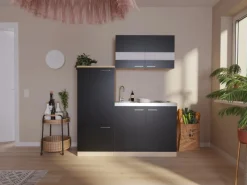 Respekta Miniküche KB160ESS 160 cm -Eiche Sonoma Sägerau Nachbildung< Pantryküchen|Miniküchen